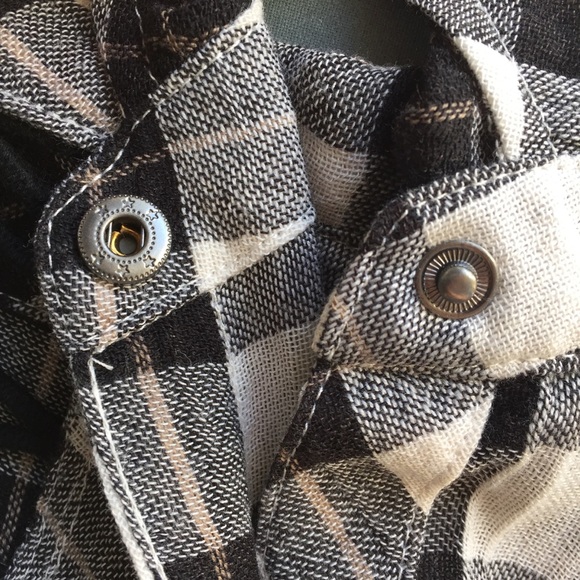 Free People Black & White Plaid Shirt L - Picture 6 of 7